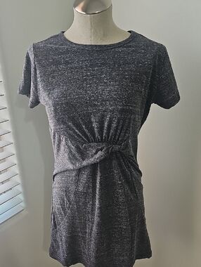 Daytrip Charcoal Twist-Front T-SHIRT DRESS